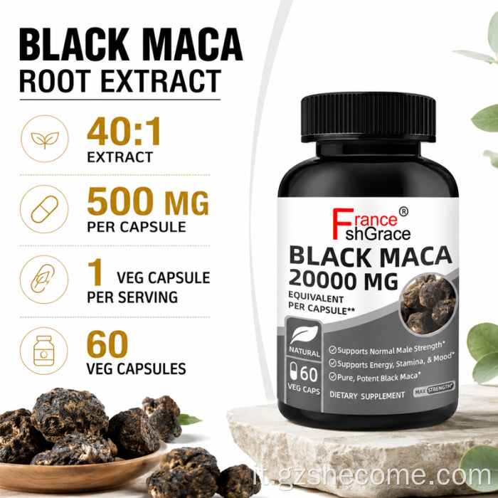 Shecome Black Maca Capsule 20000mg Pillole per l'ingrandimento del pene